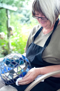 Grandma Janey-lovingly makes Garden Gazing balls to raise money for Kids with Cancer